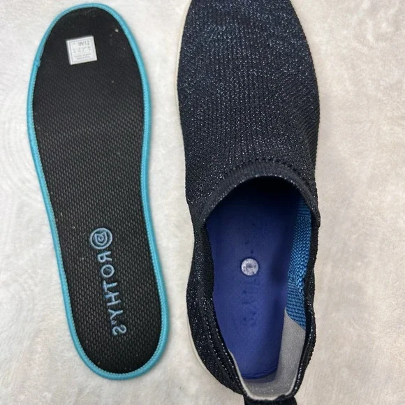 Rothy's Blue Metallic Lattice Stitch Chelsea Sneakers High Tops Shoe Size 12 - Picture 11 of 12